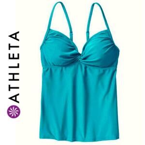 ATHLETA Catalina Green Knot Front Tankini Swimsuit Top